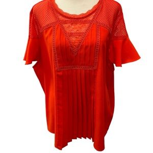 Un Jour Ailleurs women’s short sleeve blouse in Orange. Size 5 (XL). EUC